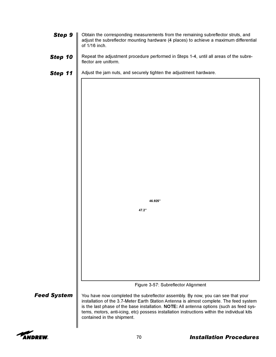 Andrew 3.7-Meter Earth Station Antenna manual Step Feed System 