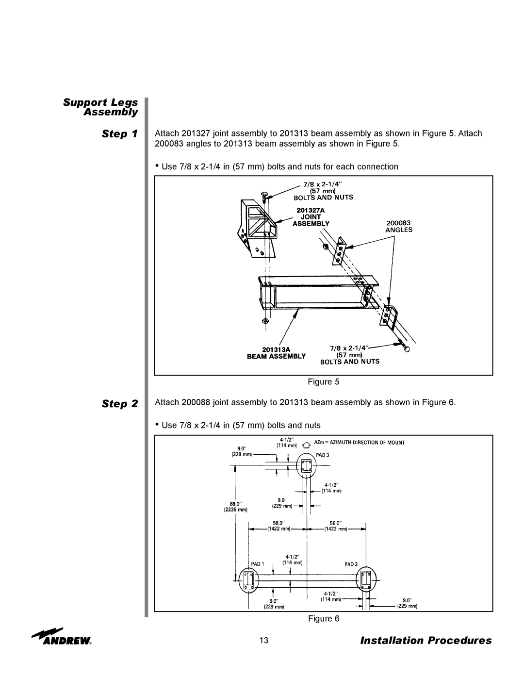 Andrew 5.6-Meter ESA manual Support Legs Assembly Step 