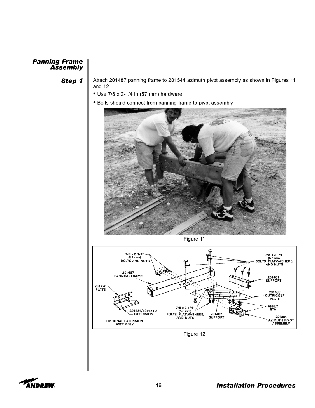 Andrew 5.6-Meter ESA manual Panning Frame Assembly Step 