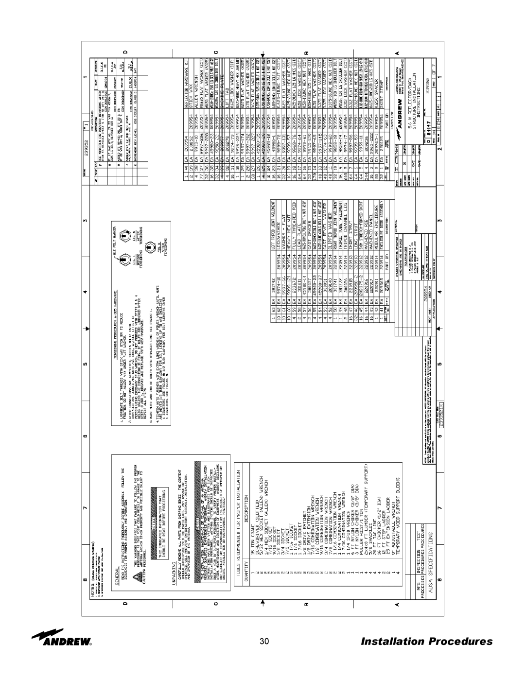 Andrew 5.6-Meter ESA manual Installation Procedures 