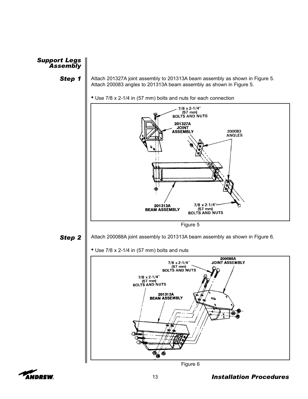 Andrew 7.6-Meter ESA manual Support Legs Assembly Step 