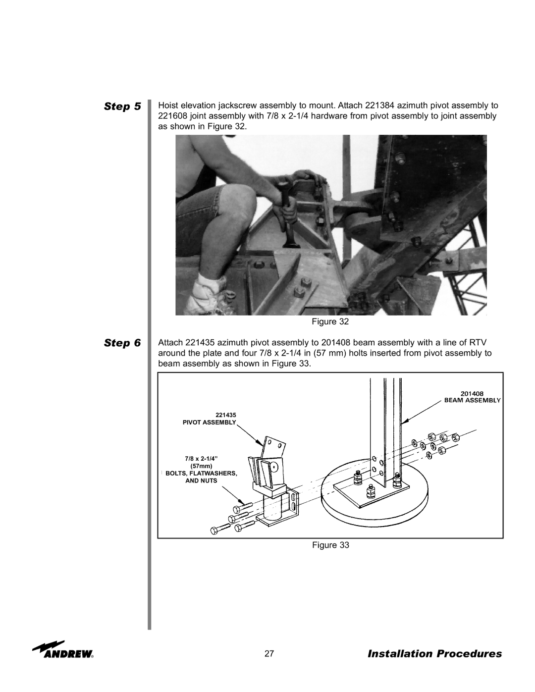 Andrew 7.6-Meter ESA manual Pivot Assembly 