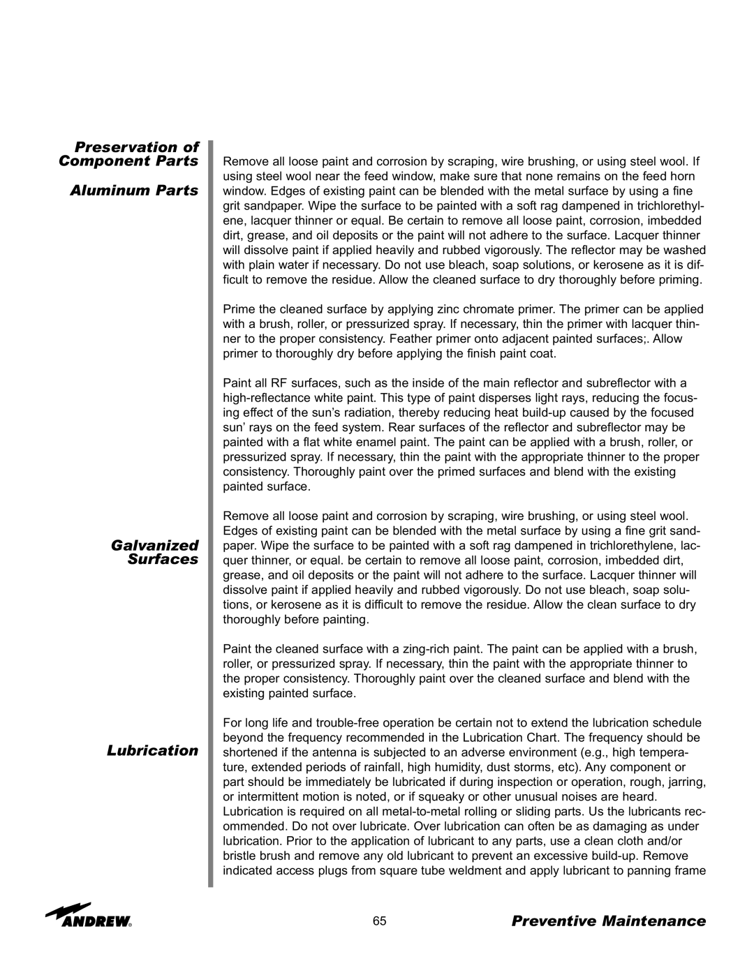 Andrew 7.6-Meter ESA manual Preventive Maintenance 