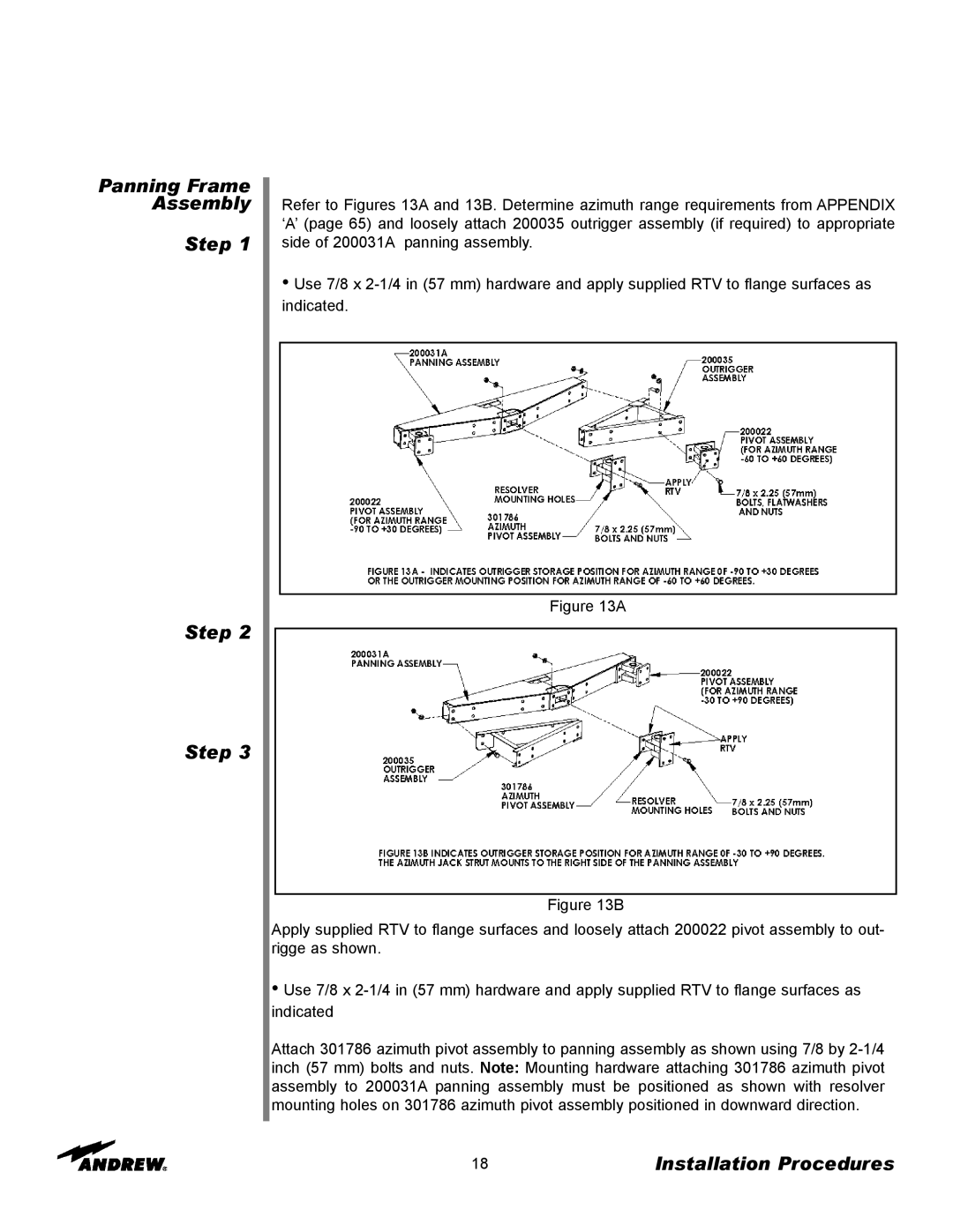 Andrew 9.3-Meter ESA manual Panning Frame Assembly Step 