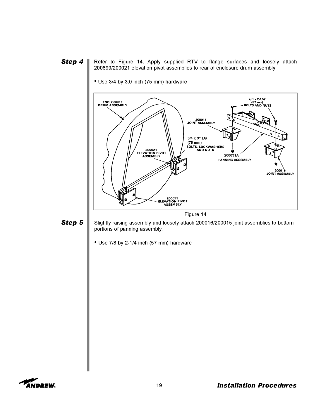 Andrew 9.3-Meter ESA manual X 3 LG mm 200031A 