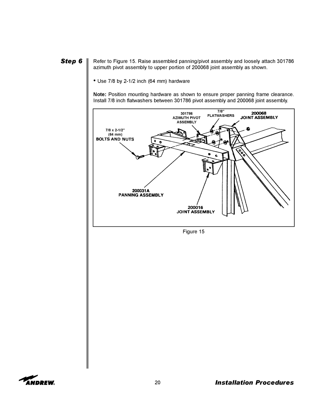 Andrew 9.3-Meter ESA manual Flatwashers Azimuth Pivot Assembly 