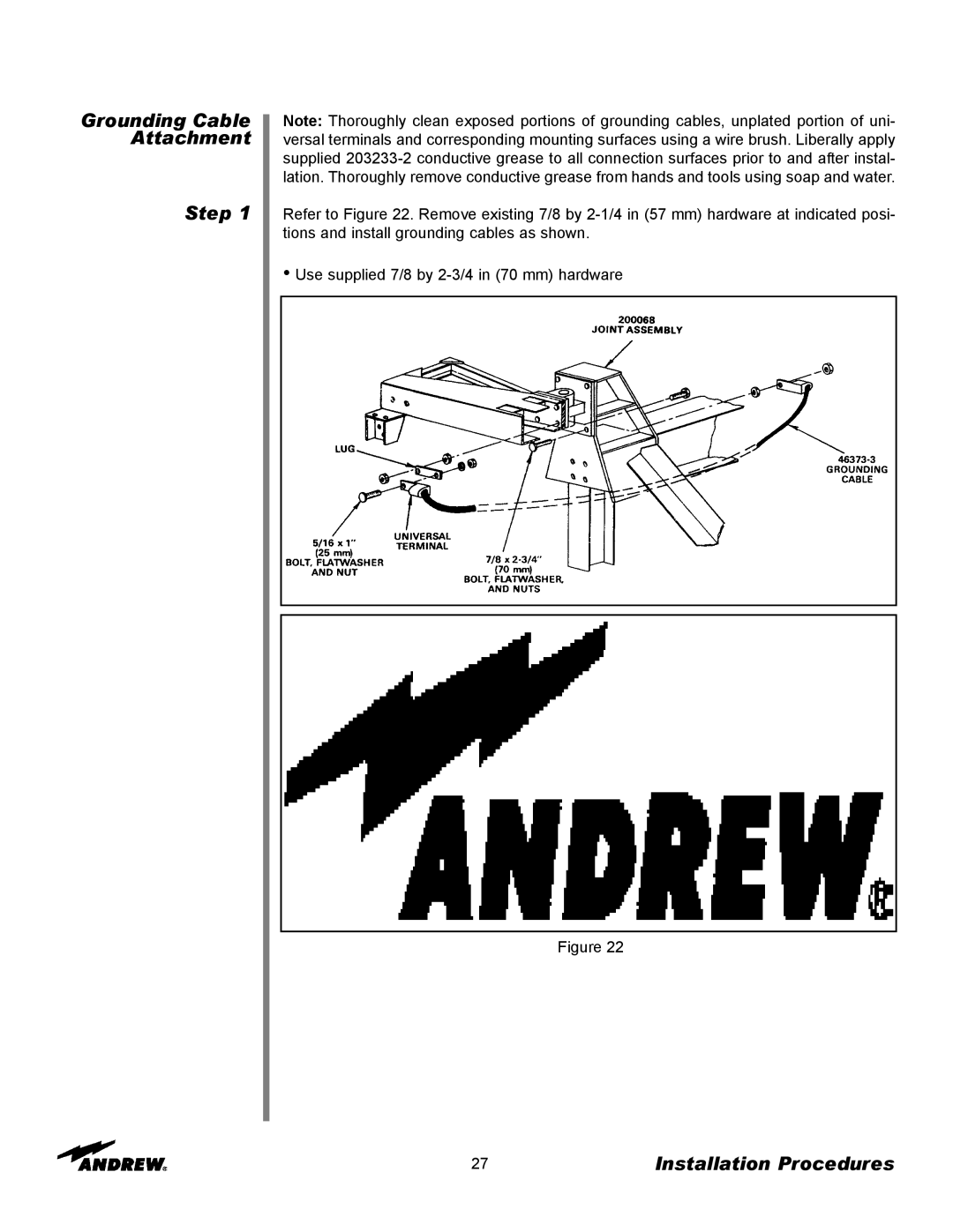 Andrew 9.3-Meter ESA manual Grounding Cable Attachment Step 