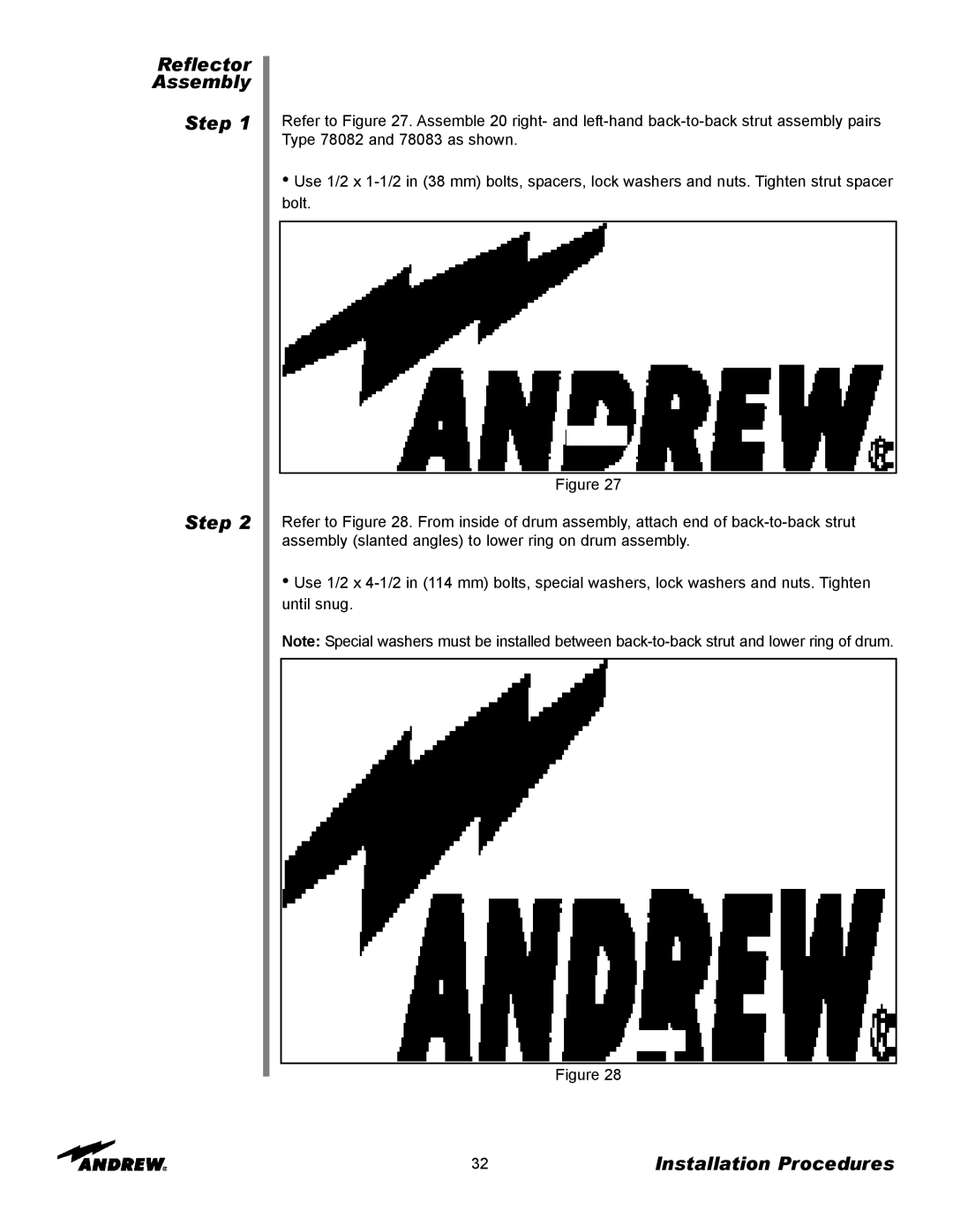 Andrew 9.3-Meter ESA manual Reflector Assembly Step 