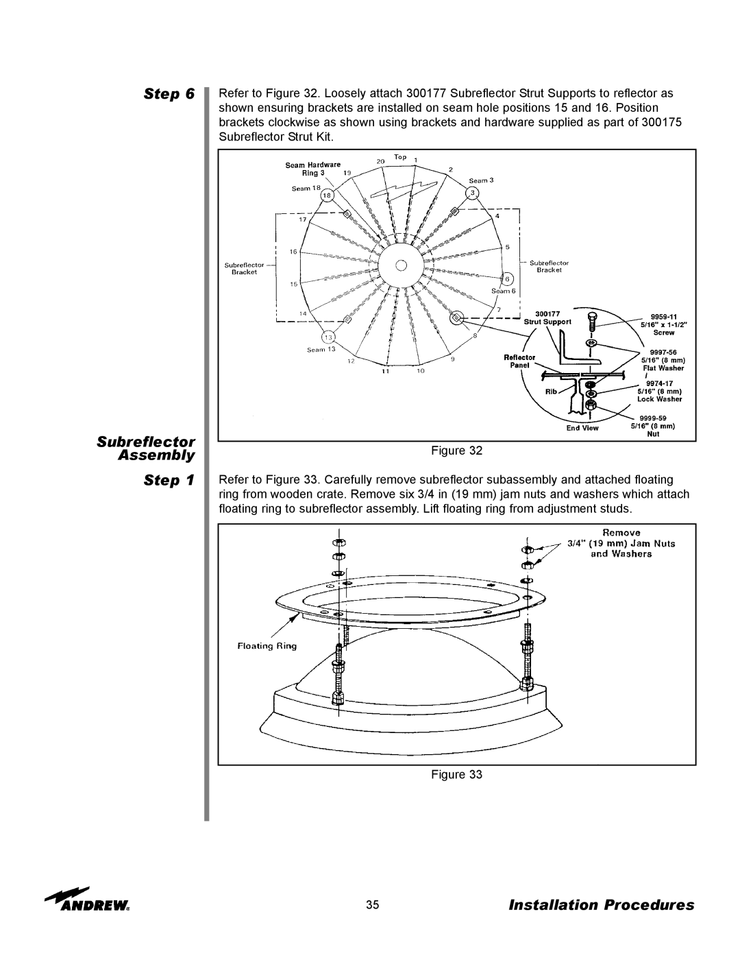 Andrew 9.3-Meter ESA manual Step Subreflector Assembly 