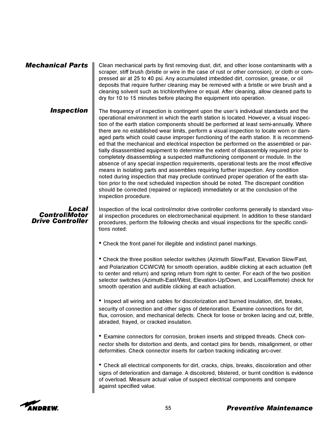 Andrew 9.3-Meter ESA manual Preventive Maintenance 