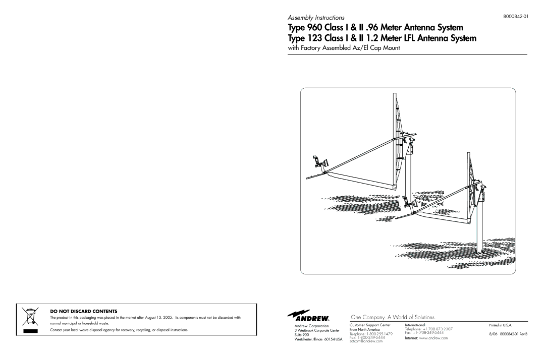 Andrew 123, 960 manual Assembly Instructions 