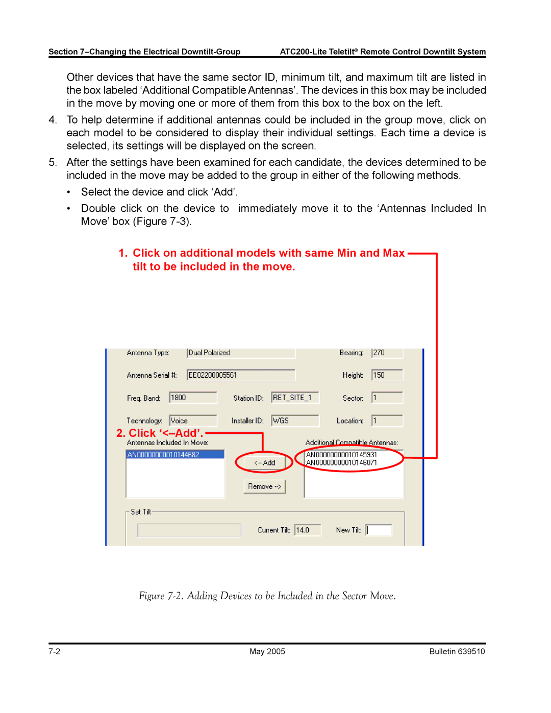 Andrew ATC200-Lite manual Adding Devices to be Included in the Sector Move 