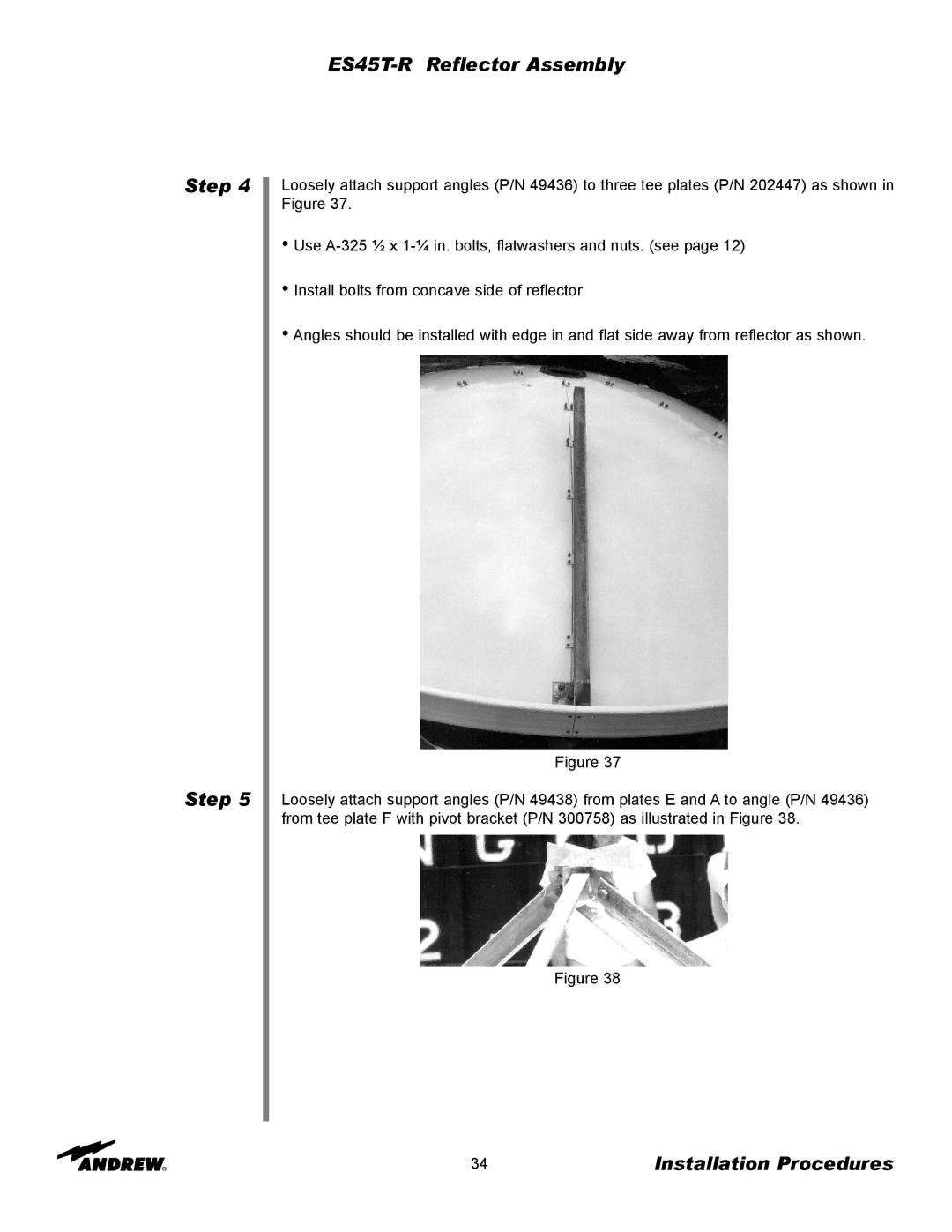 Andrew manual ES45T-R Reflector Assembly Step 