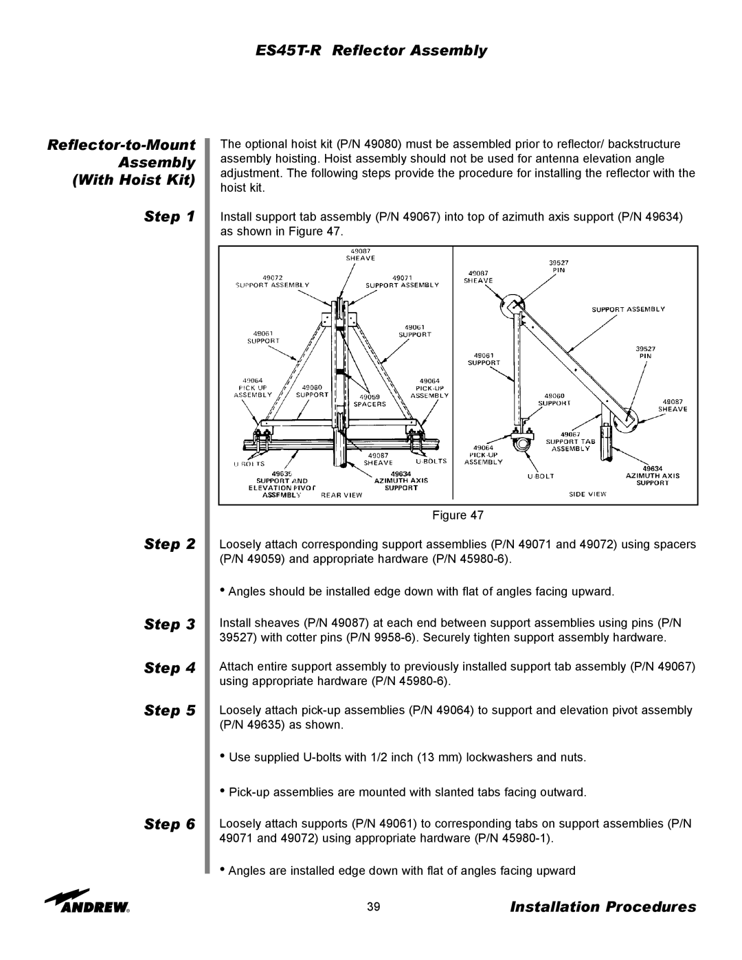 Andrew ES45T manual Installation Procedures 