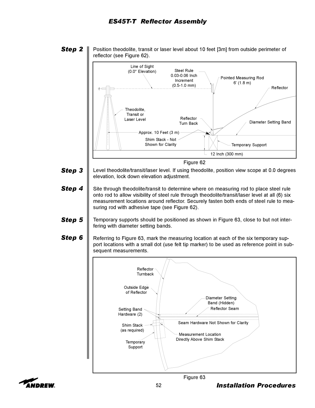 Andrew ES45T manual Line of Sight Steel Rule Elevation 