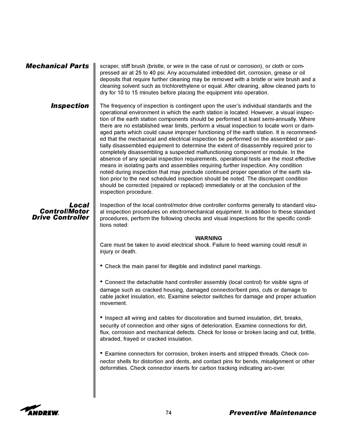 Andrew ES45T manual Preventive Maintenance 