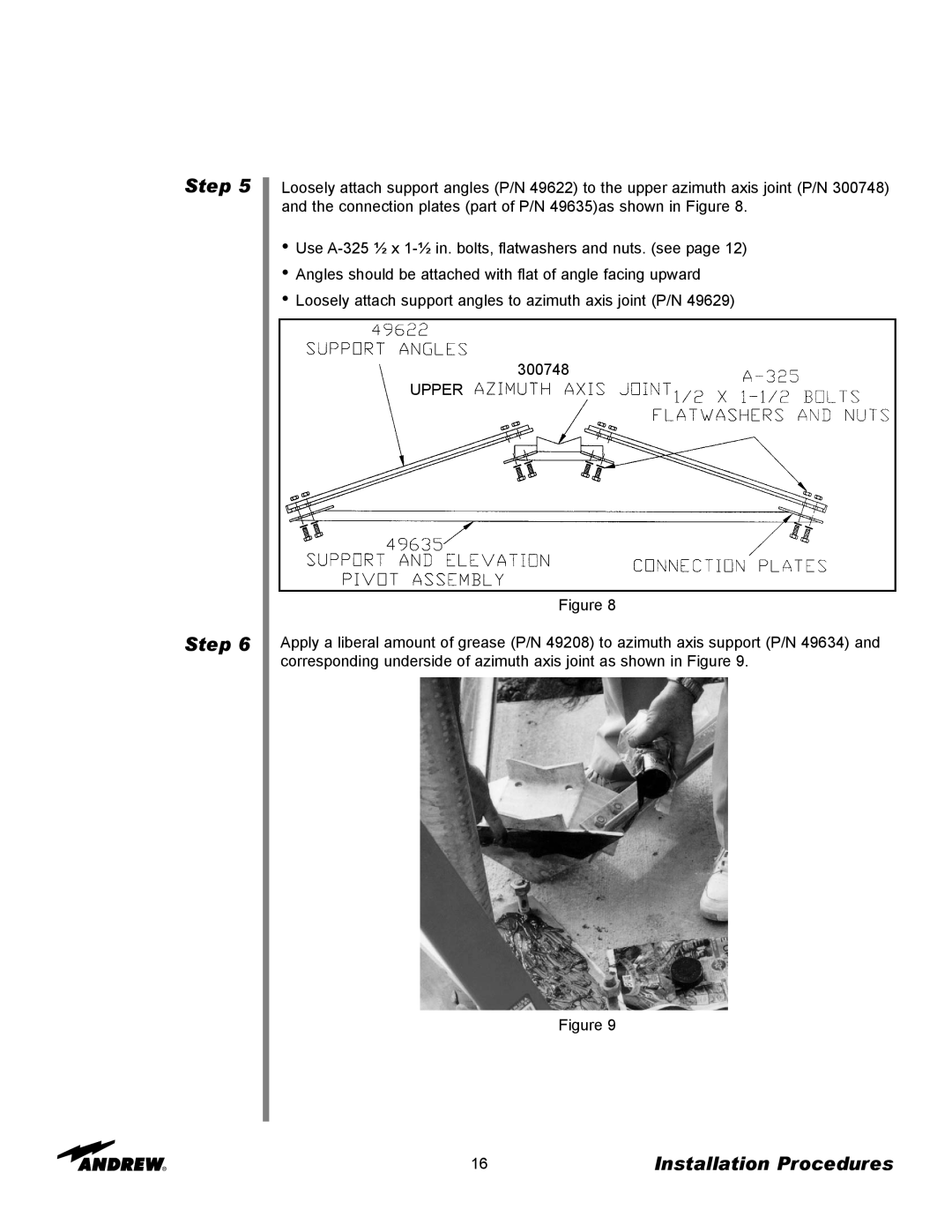 Andrew ES45T manual Step Step, Installation Procedures, UPPER Figure 