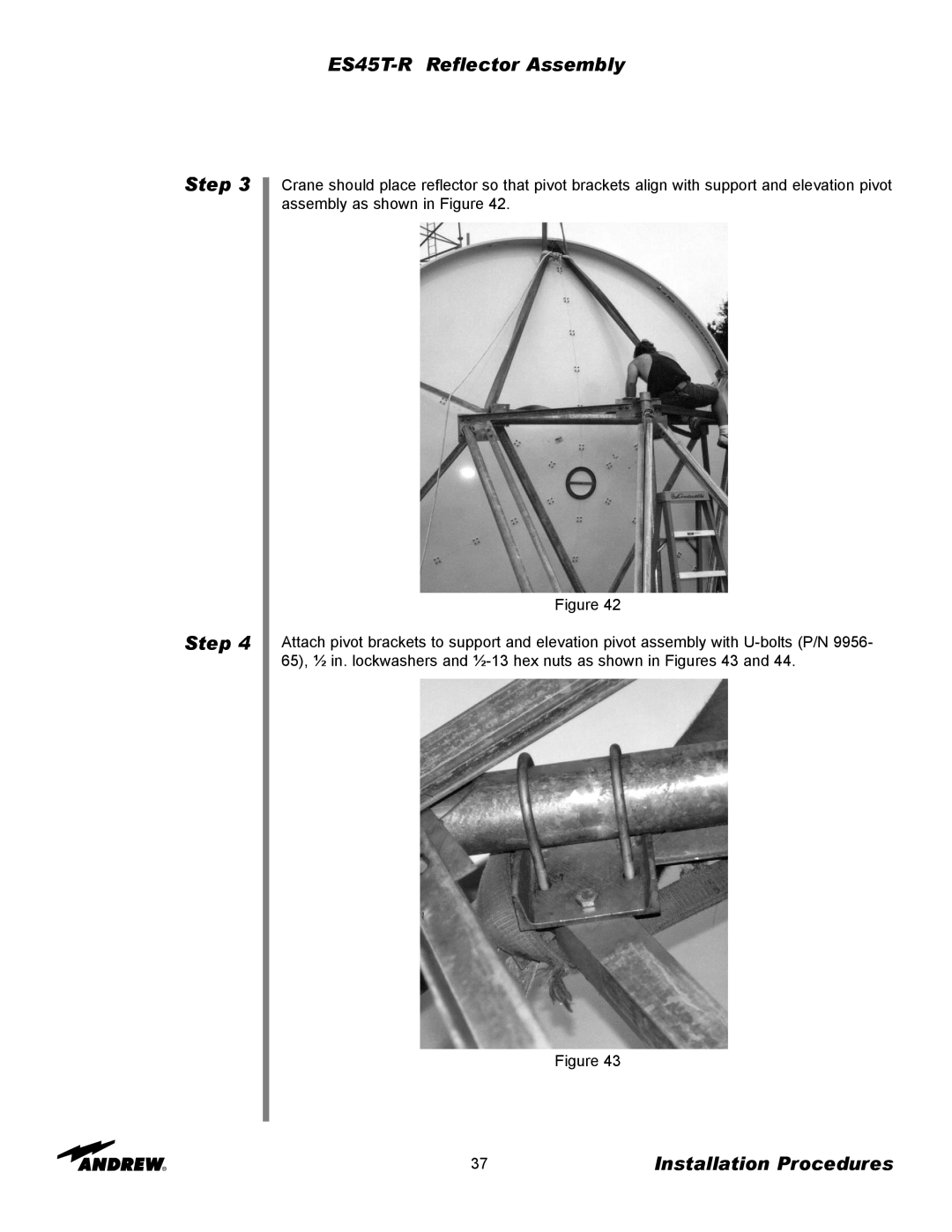 Andrew manual ES45T-RReflector Assembly, Step Step, Installation Procedures 
