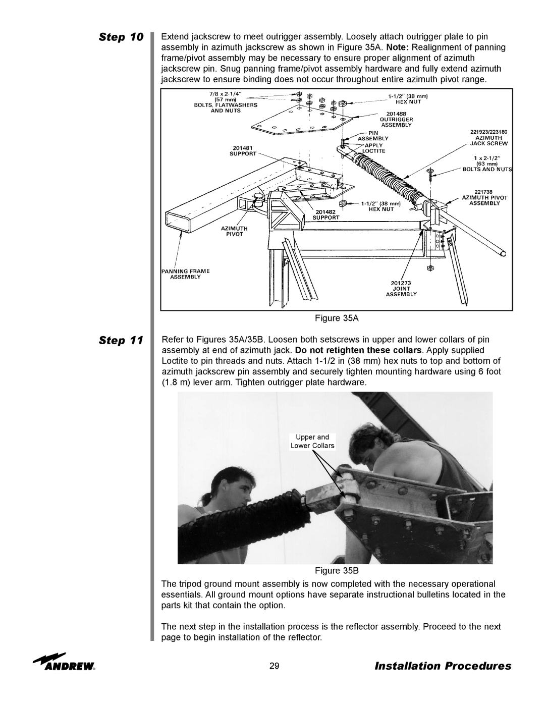 Andrew ES73 manual Upper Lower Collars 