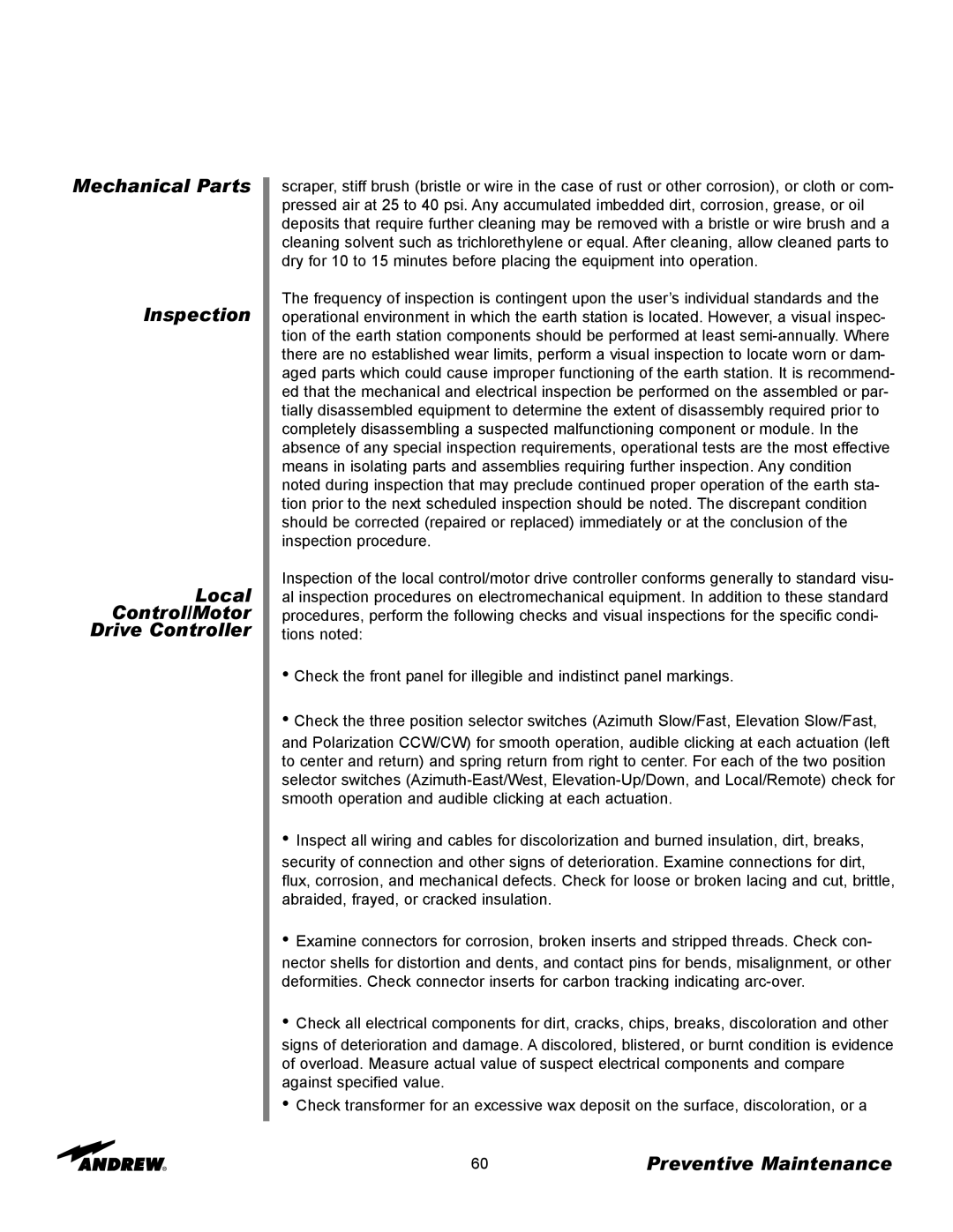 Andrew ES73 manual Preventive Maintenance 