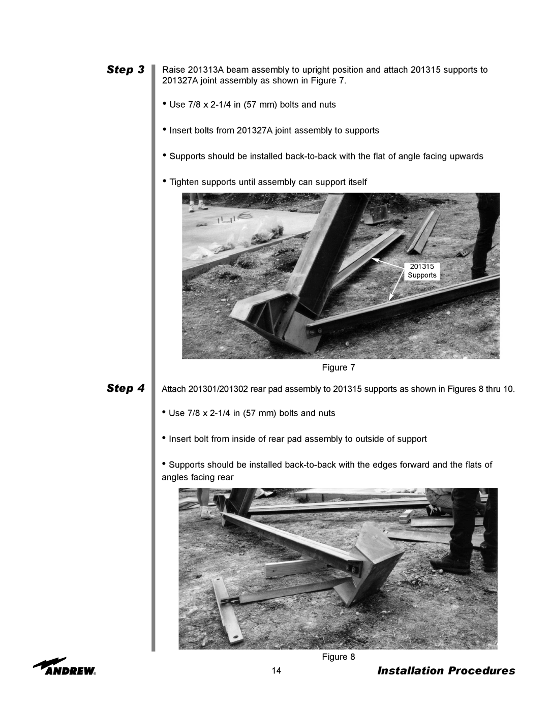 Andrew ES73 manual Step Step, Installation Procedures 