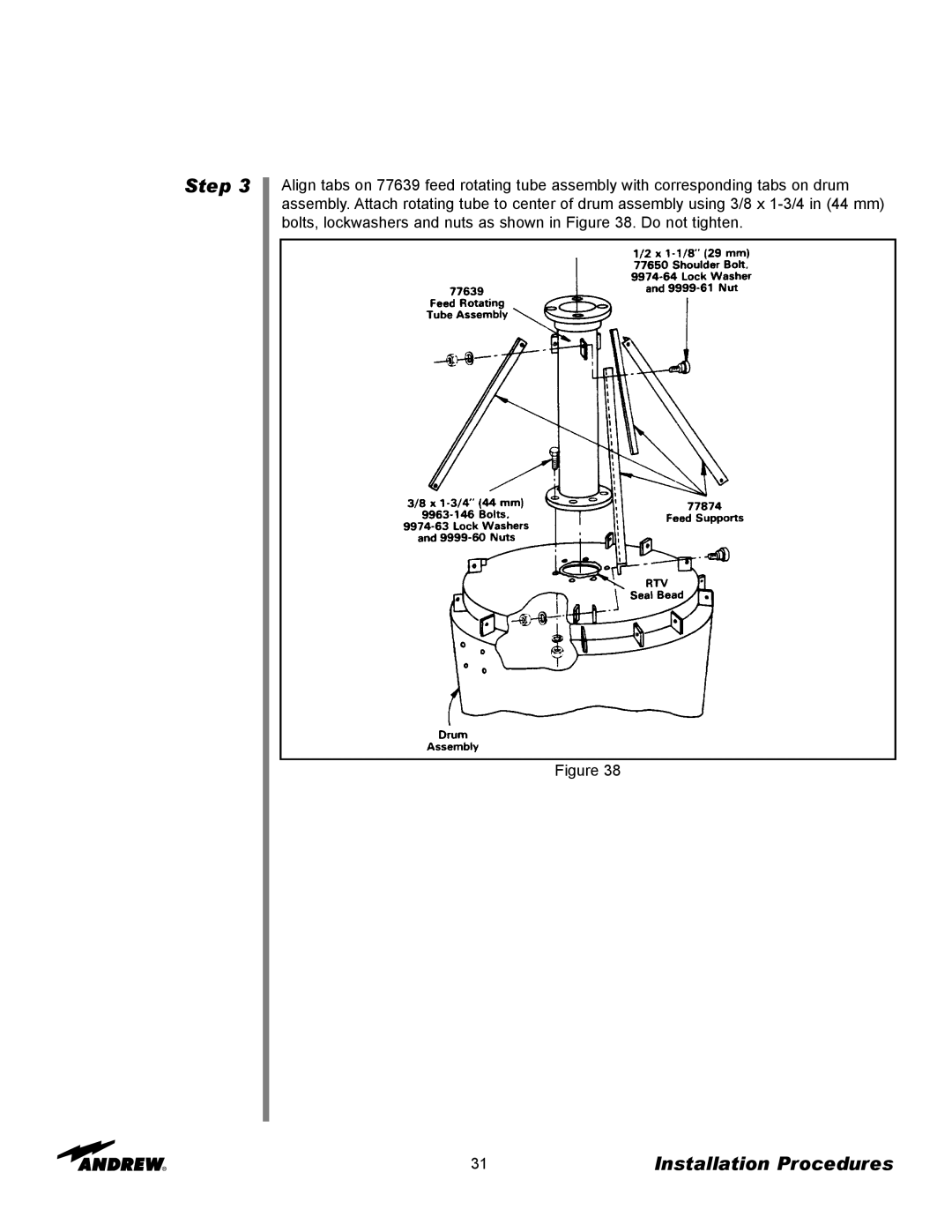 Andrew ES73 manual Step, Installation Procedures, Figure 