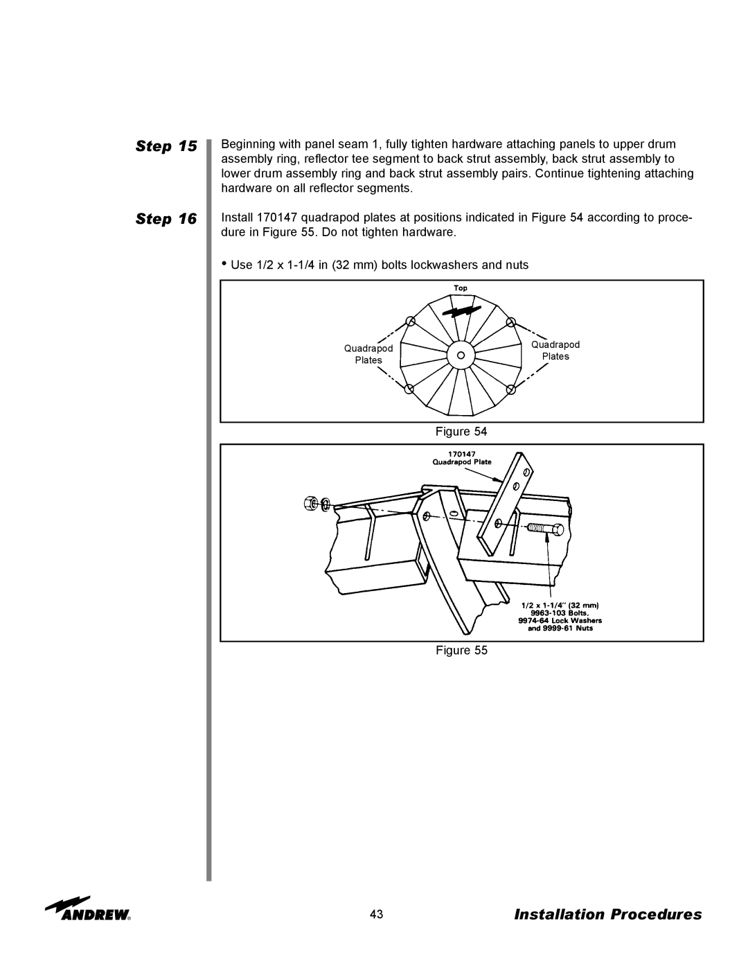 Andrew ES73 manual Step Step, Installation Procedures, Figure Figure 