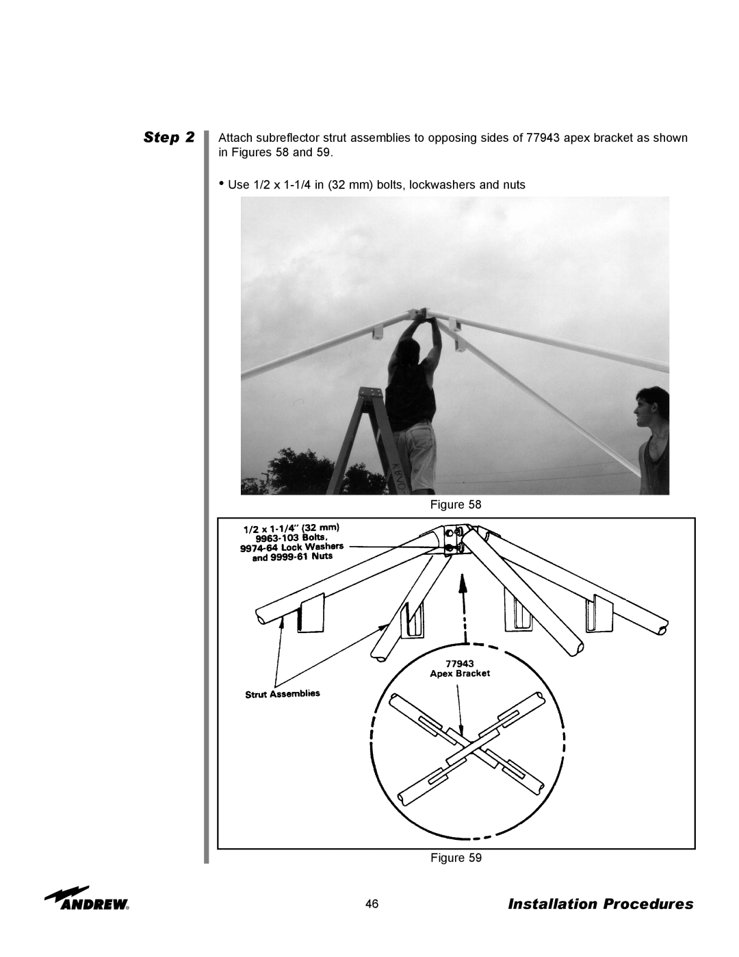 Andrew ES73 manual Step, Installation Procedures, Figure Figure 