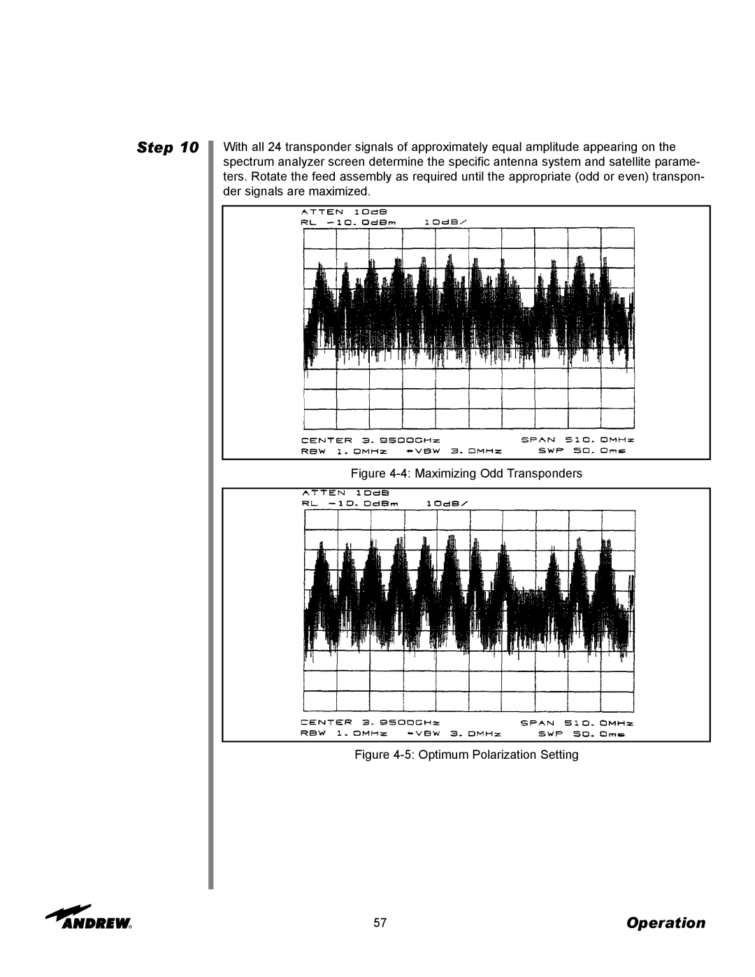 Andrew ES73 manual Step, Operation, 4:Maximizing Odd Transponders, 5:Optimum Polarization Setting 