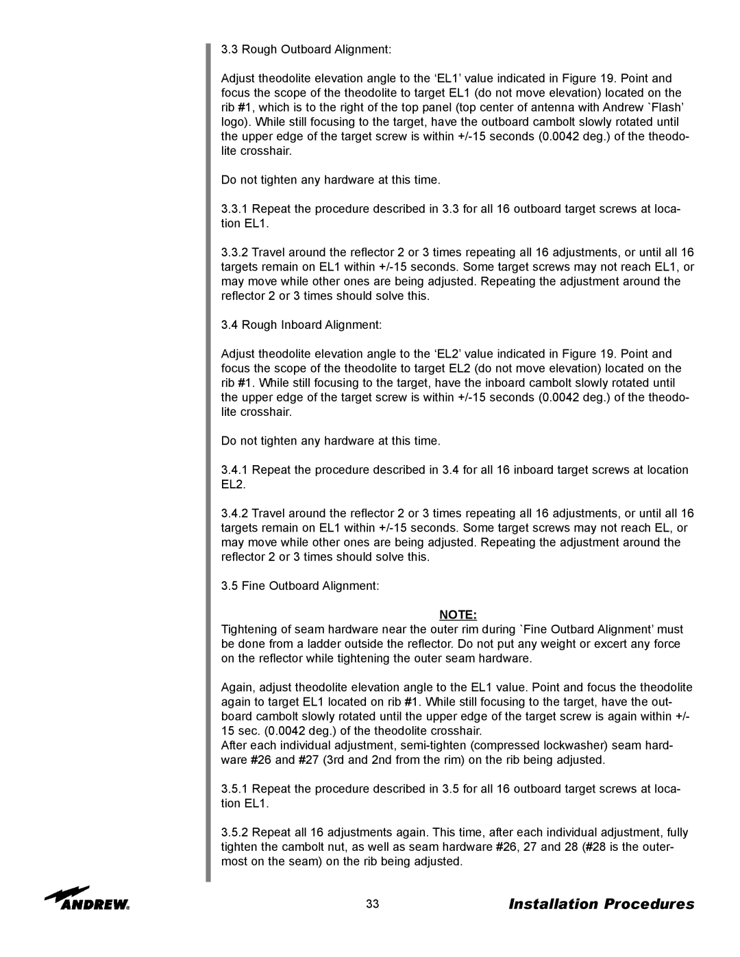 Andrew ES76PK-1 installation instructions Installation Procedures 