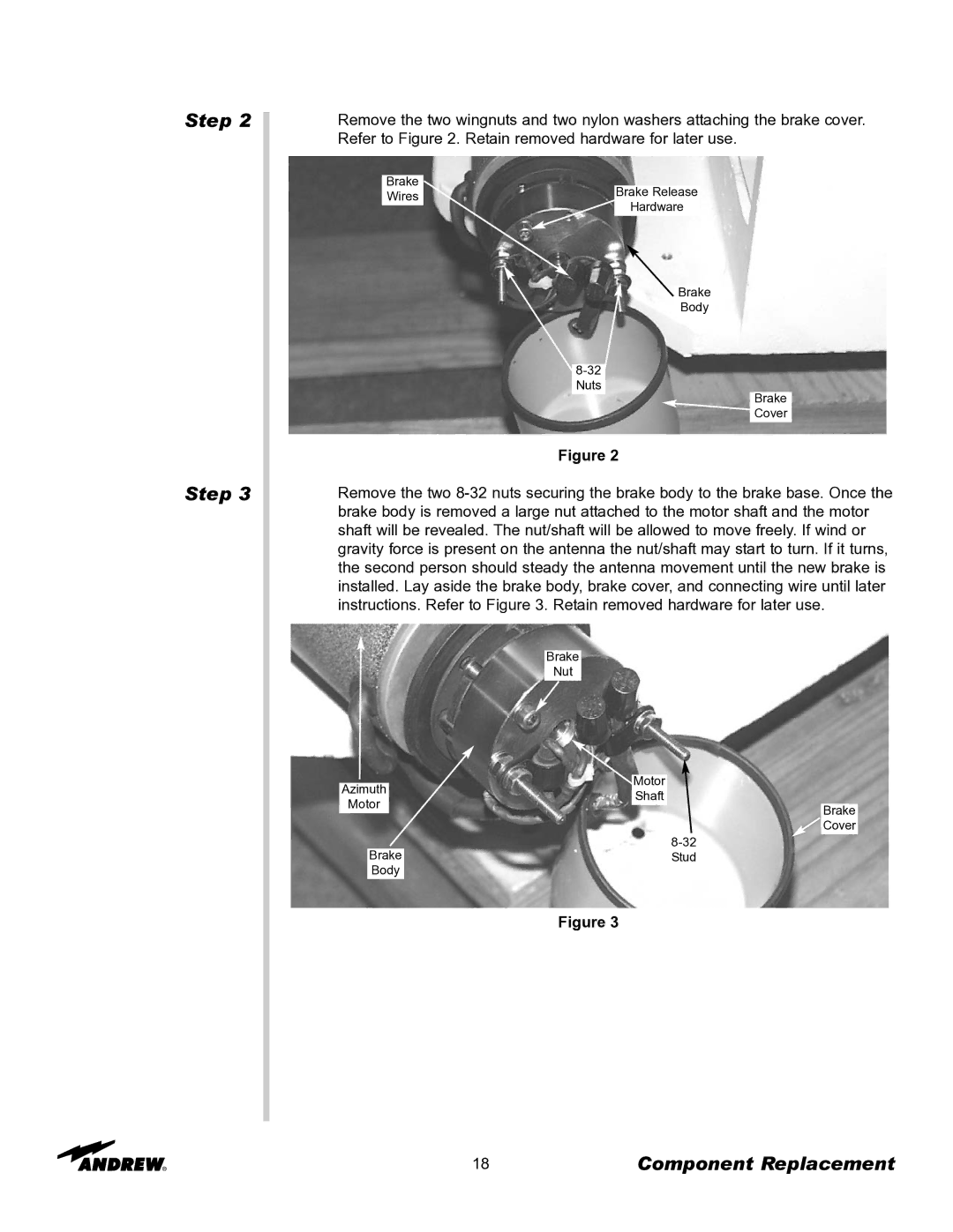 Andrew OM24SNG-RC manual Brake WiresBrake Release Hardware Body Nuts Cover 