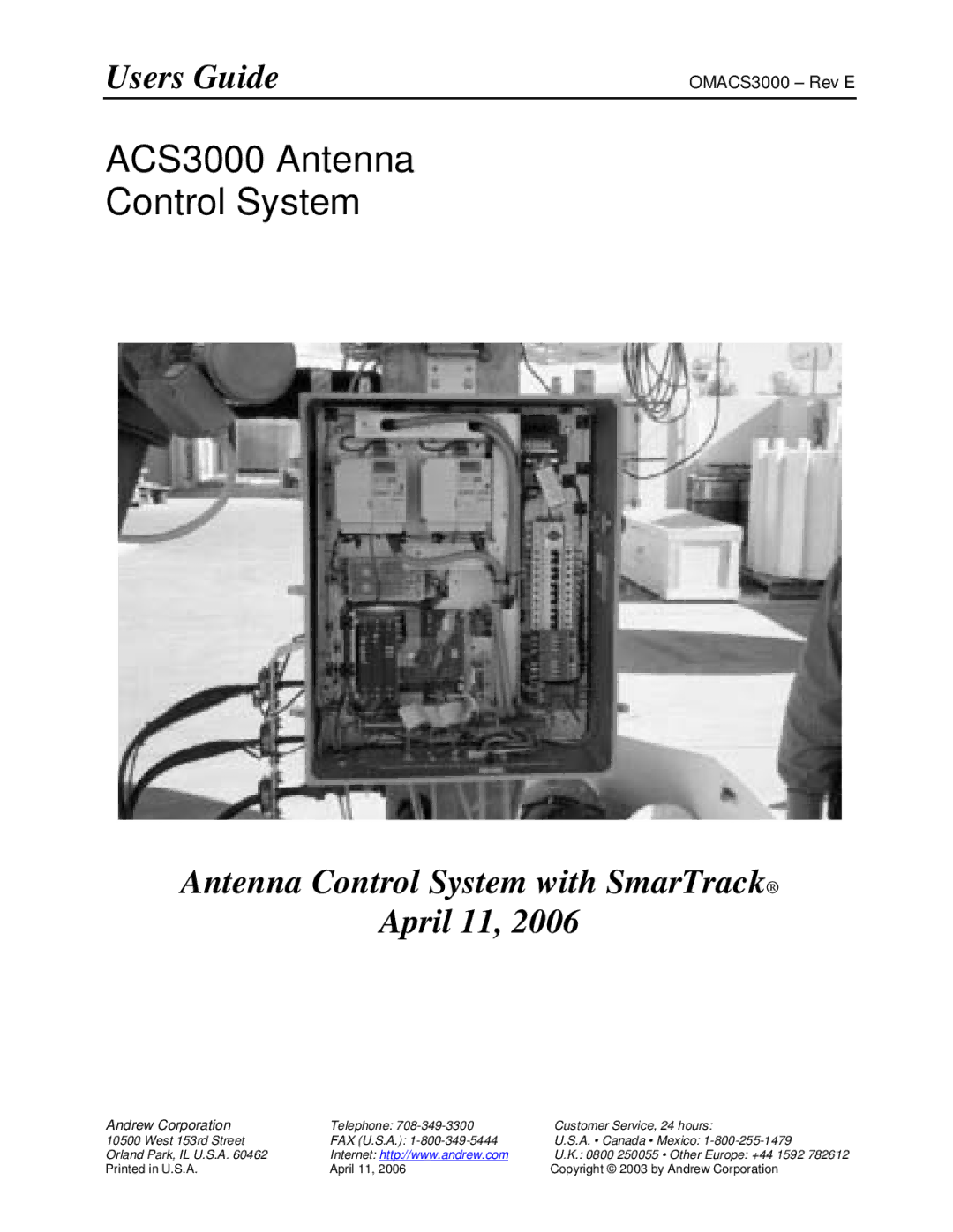 Andrew OMACS3000 manual ACS3000 Antenna Control System 