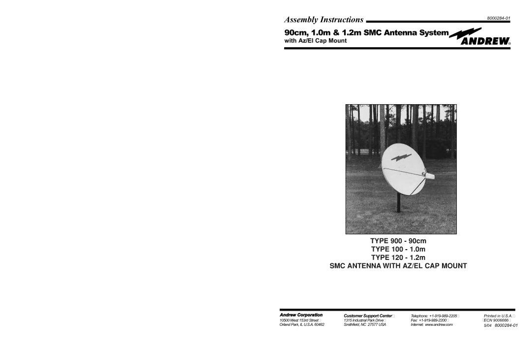 Andrew TYPE 900, TYPE 100, TYPE 120 manual Assembly Instructions 