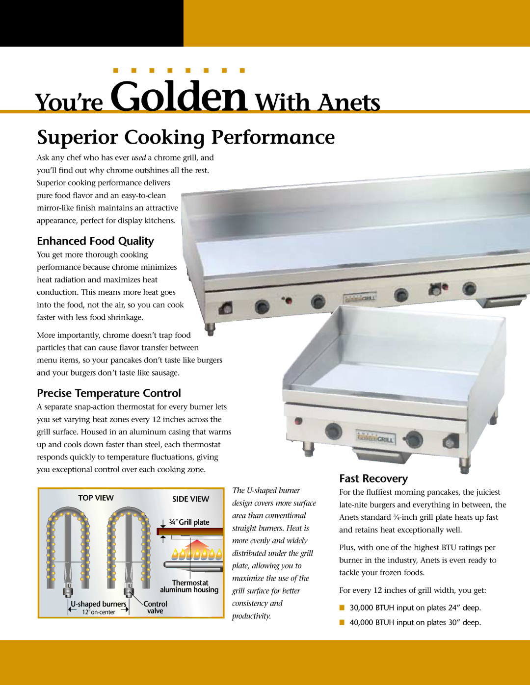 Anetsberger Brothers Chrome Grills manual Superior Cooking Performance, Enhanced Food Quality, Precise Temperature Control 