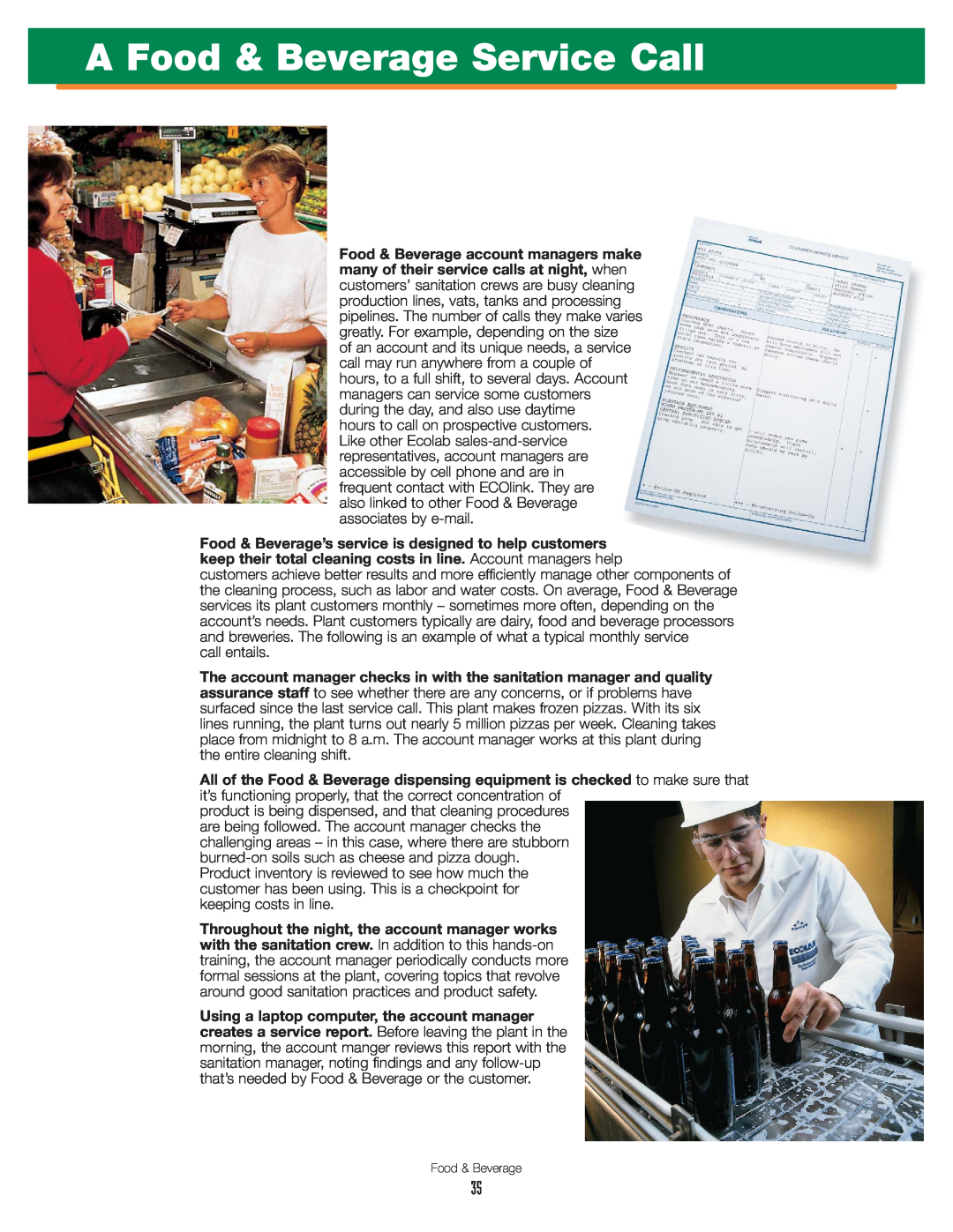 Anetsberger Brothers Food & Beverage Maker manual A Food & Beverage Service Call, call entails 