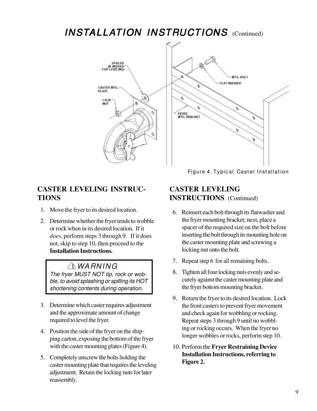 Anetsberger Brothers MX-14-2E, MX-7E, MX-14E, MX-14AA, MX-7A, MX-14-2AA warranty Caster Leveling INSTRUC- Tions 