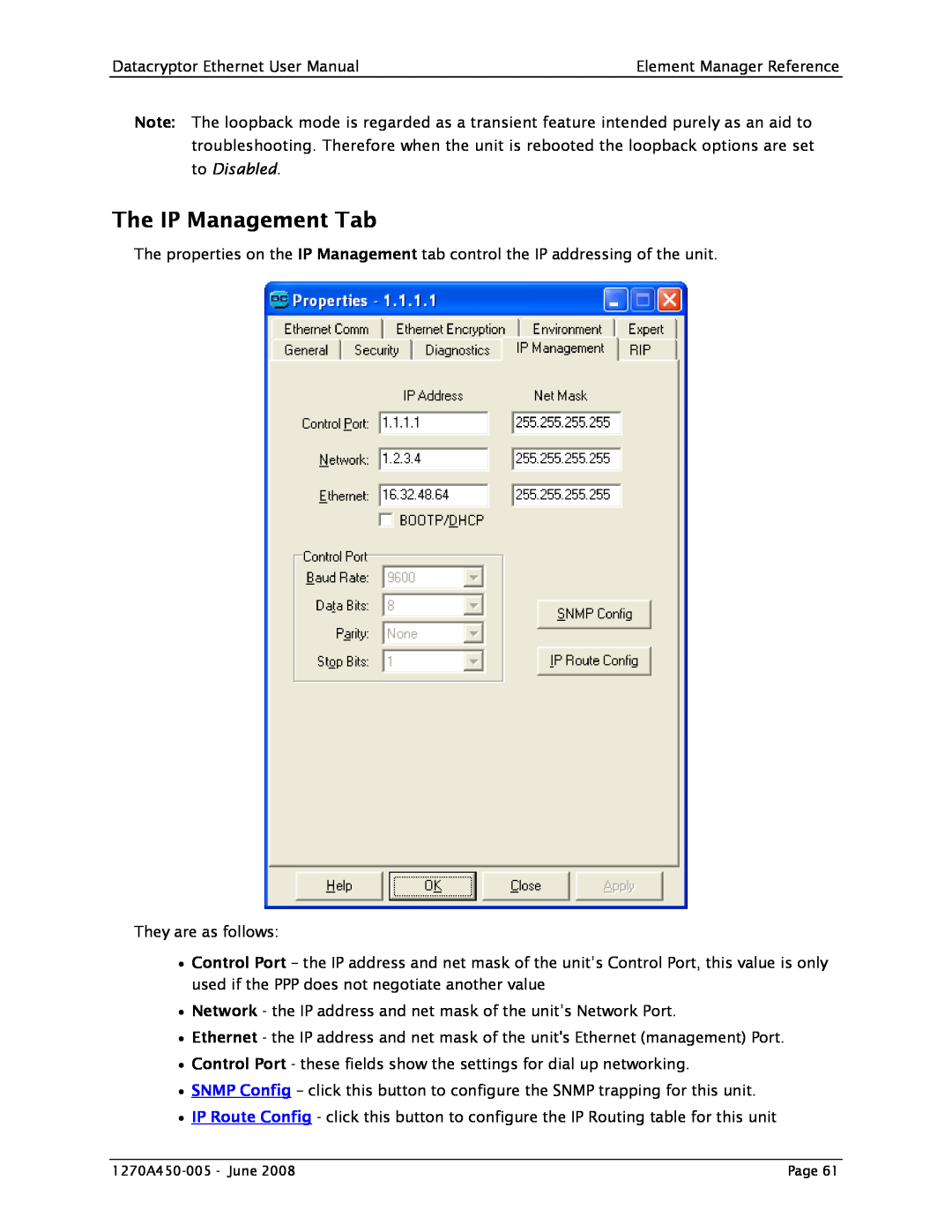 Angenieux 1270A450-005 user manual The IP Management Tab 