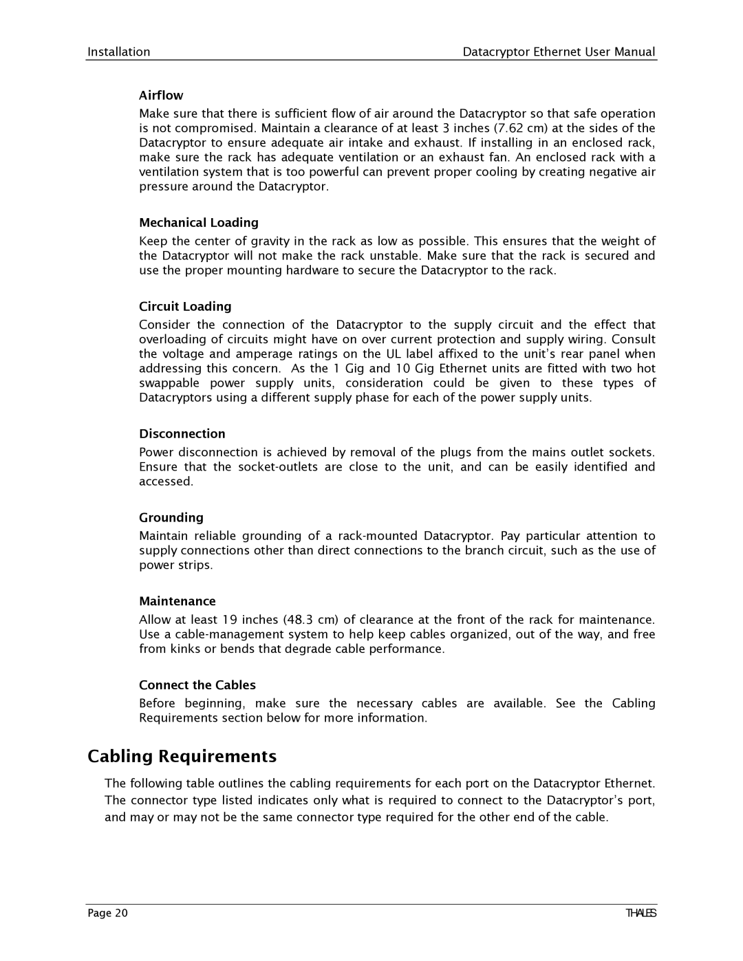 Angenieux 1270A450-005 user manual Cabling Requirements 