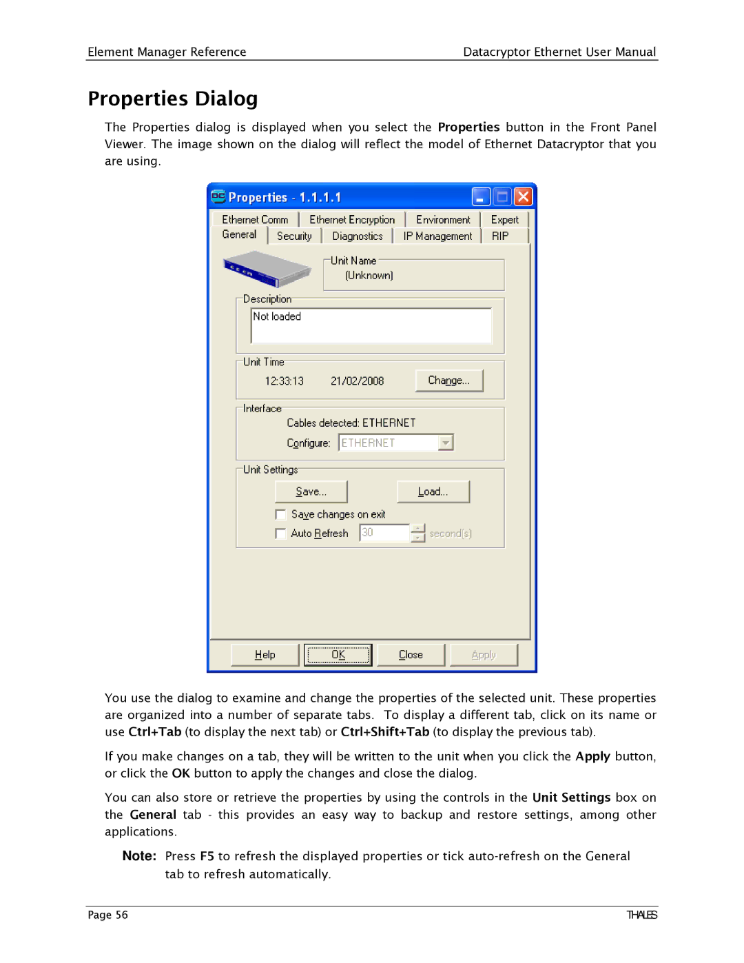 Angenieux 1270A450-005 user manual Properties Dialog 