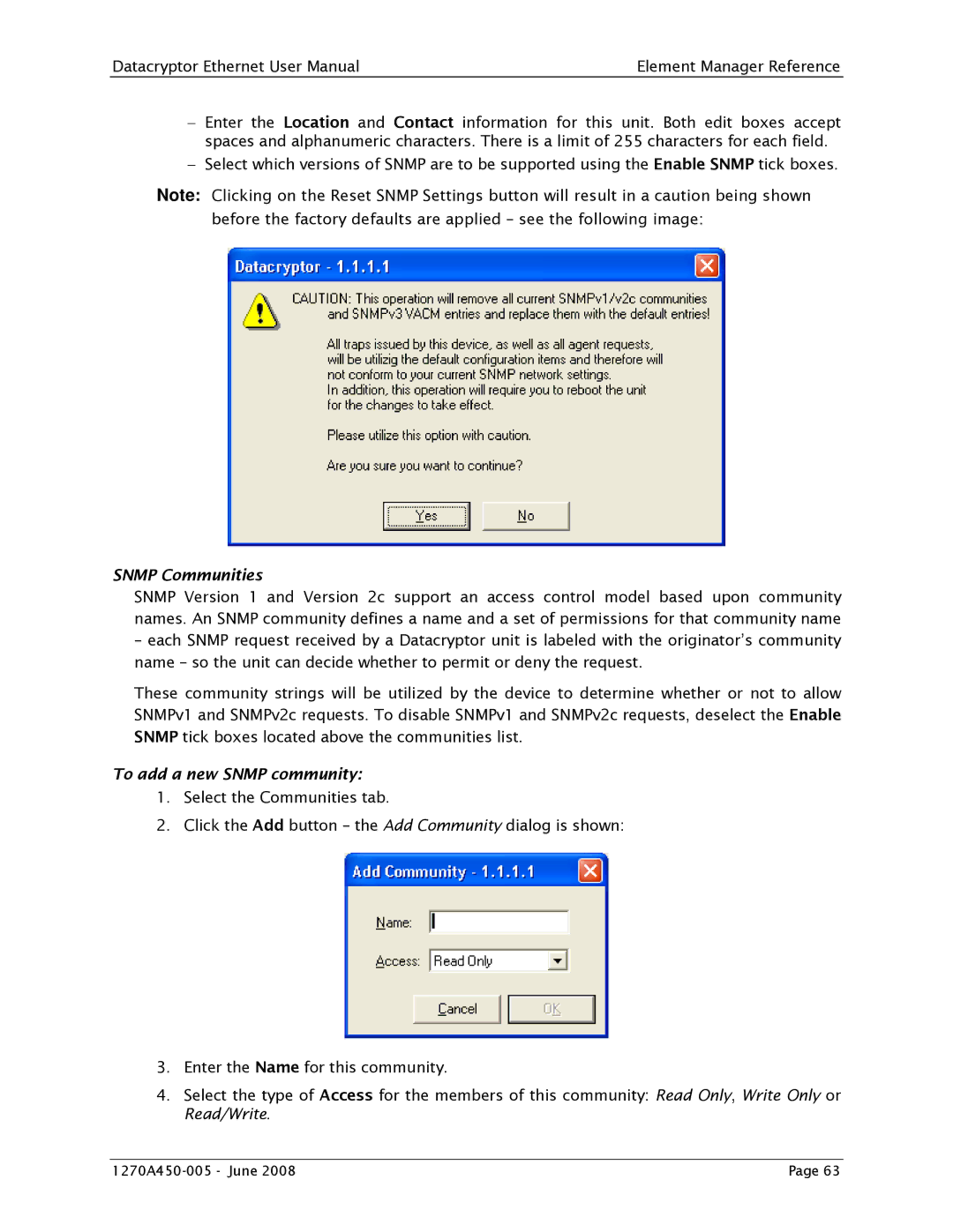 Angenieux 1270A450-005 user manual Snmp Communities 