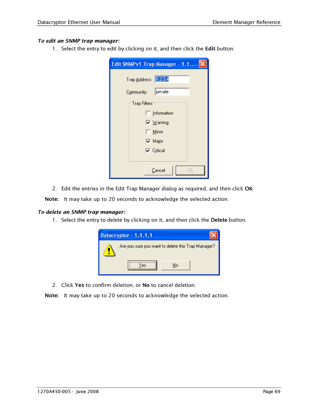 Angenieux 1270A450-005 user manual To edit an Snmp trap manager 