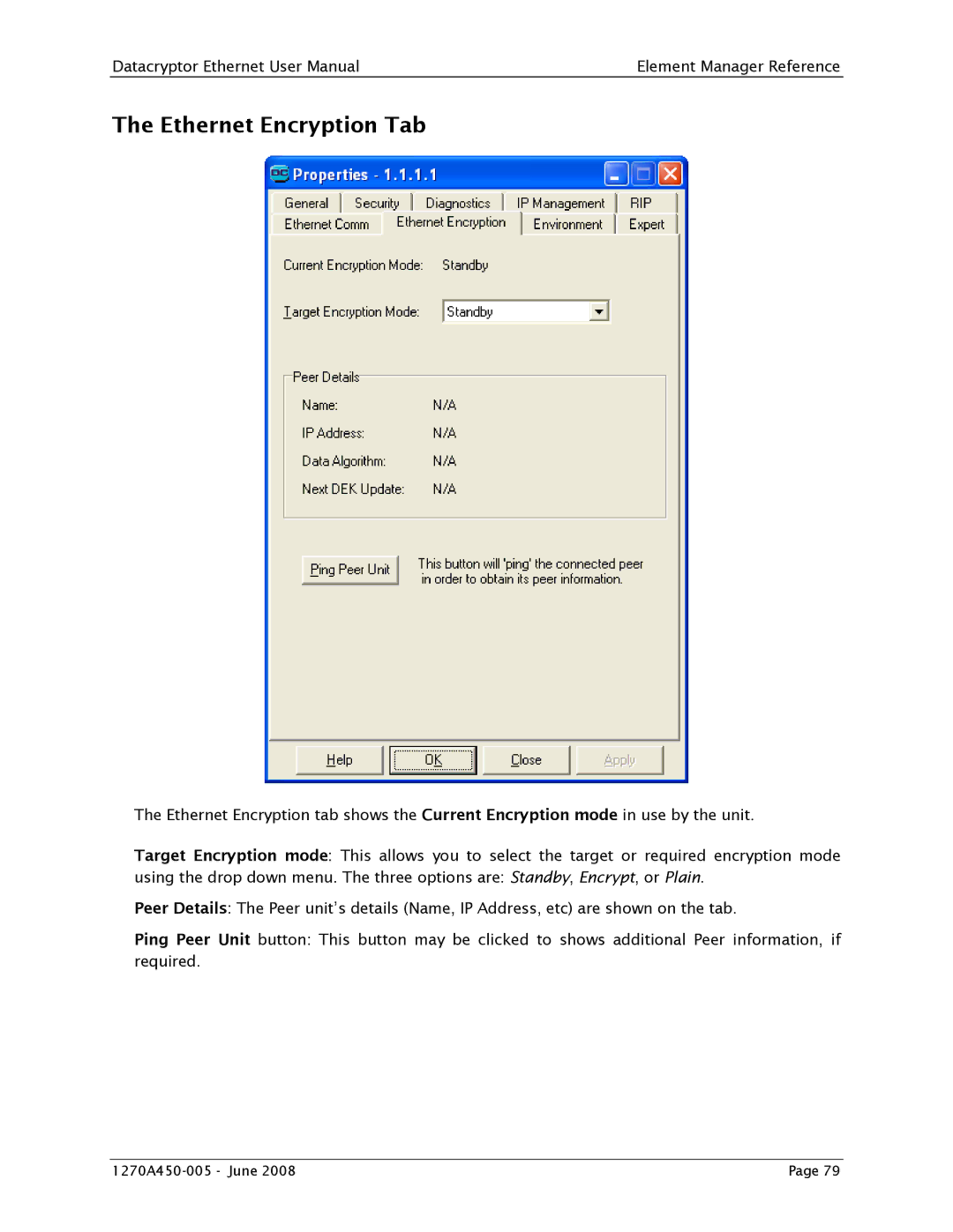 Angenieux 1270A450-005 user manual Ethernet Encryption Tab 