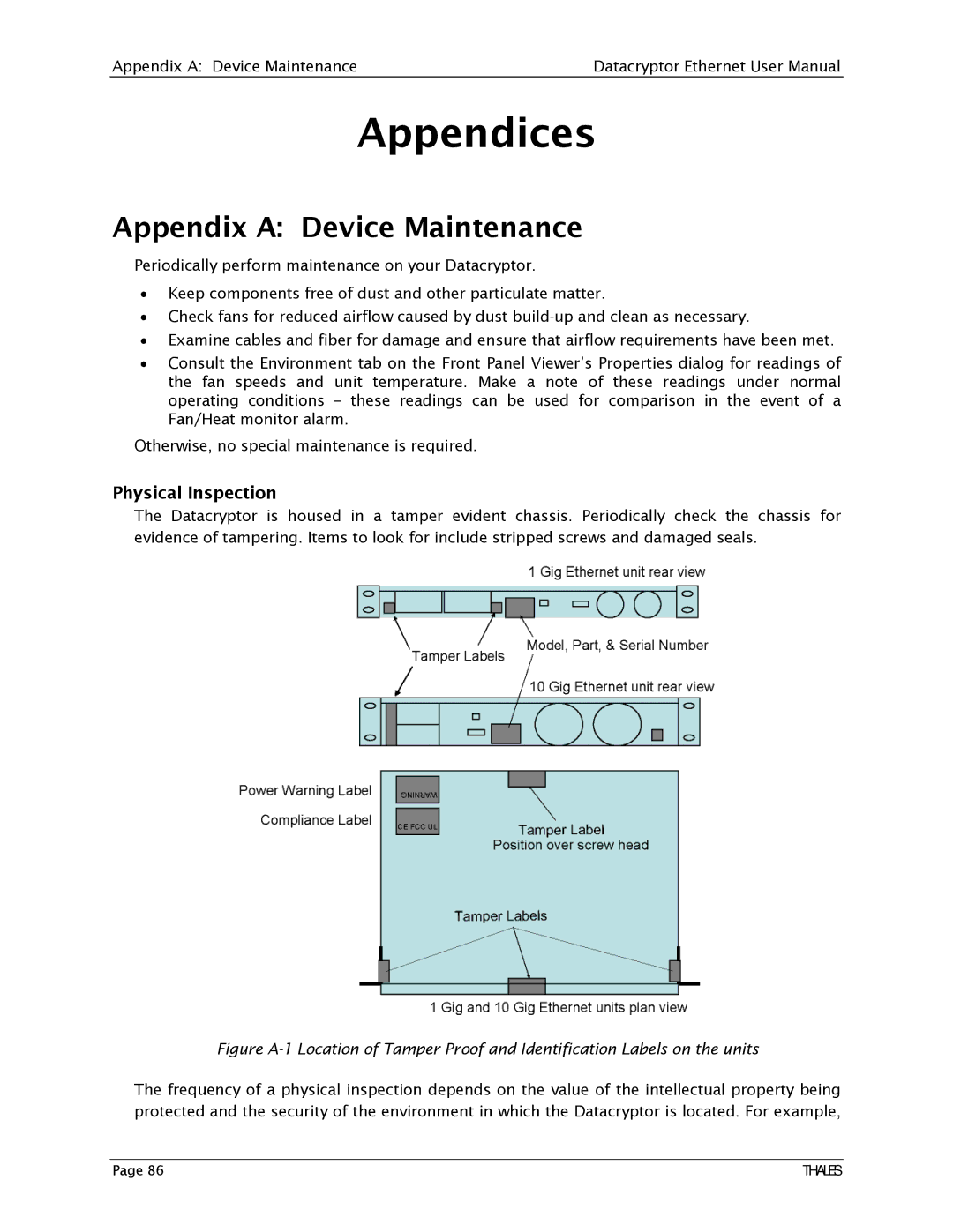 Angenieux 1270A450-005 user manual Appendix a Device Maintenance, Physical Inspection 