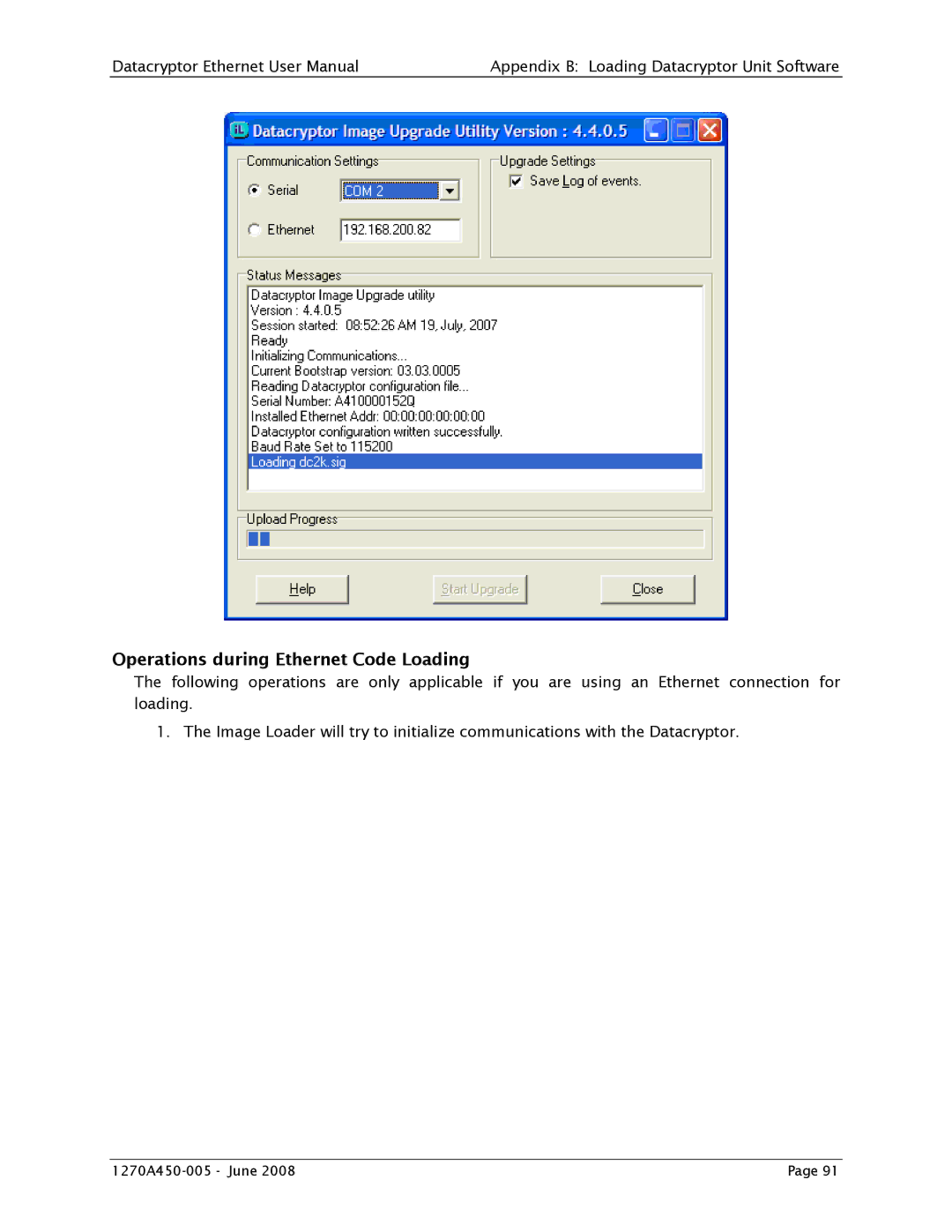 Angenieux 1270A450-005 user manual Operations during Ethernet Code Loading 