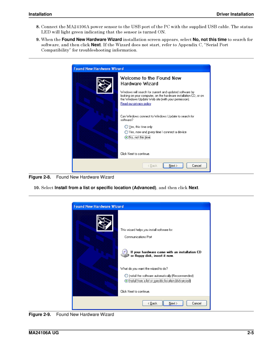 Anritsu MA24106A, 0701012 manual Found New Hardware Wizard 