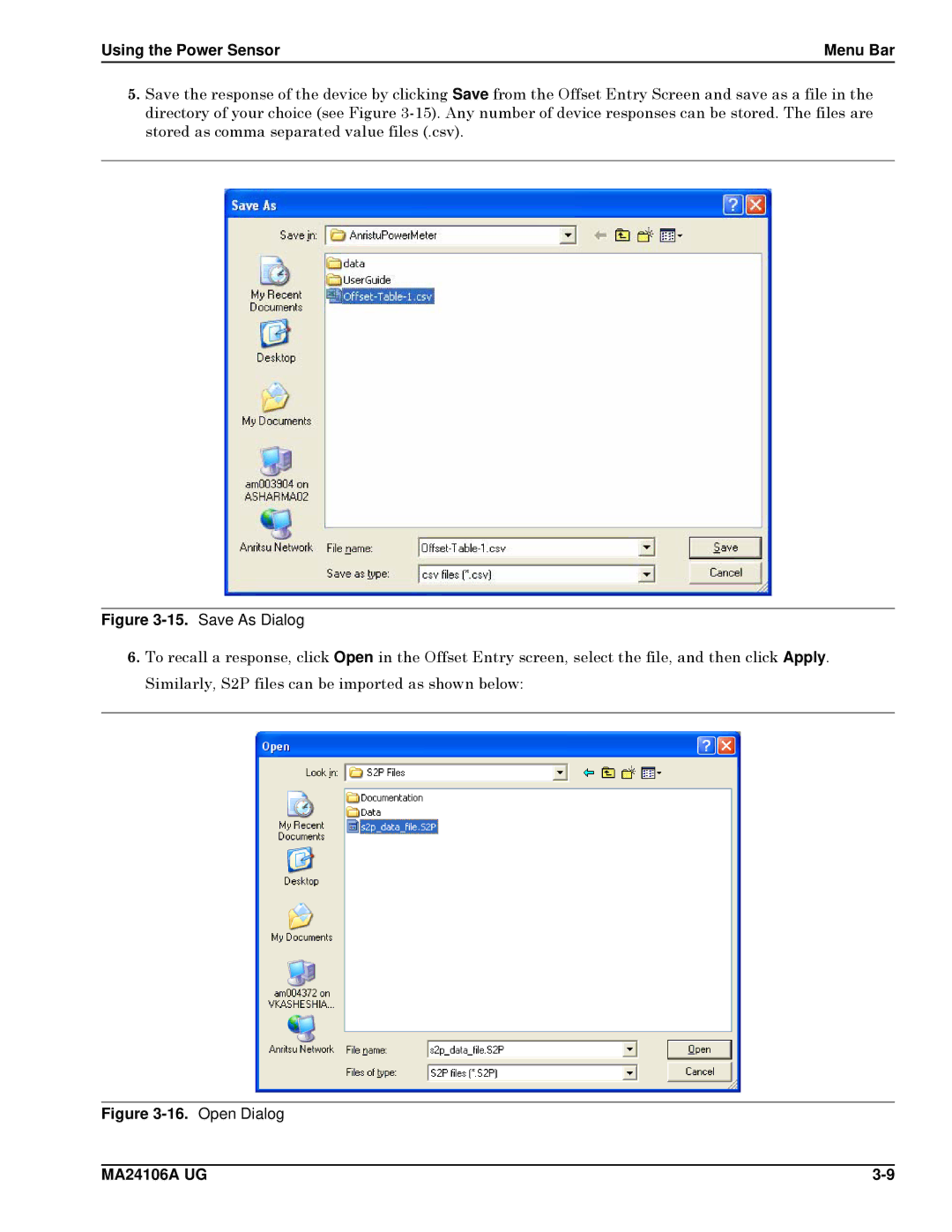 Anritsu 0701012 manual Open Dialog MA24106A UG 