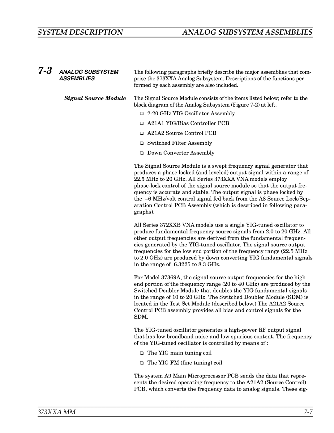 Anritsu 373XXA manual Analog Subsystem Assemblies, 3ANALOG Subsystem, Signal Source Module, Sdm 