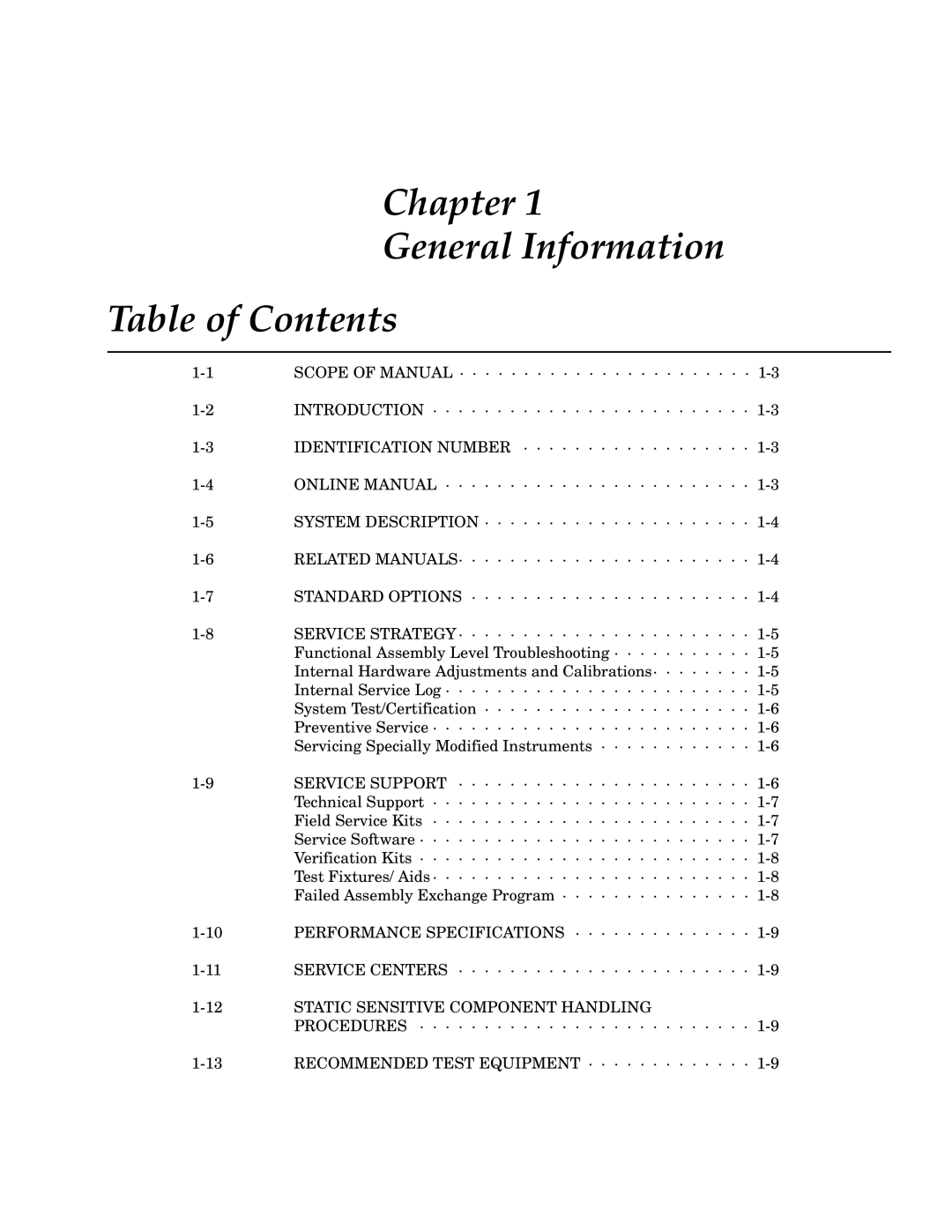 Anritsu 373XXA manual Chapter General Information Table of Contents 