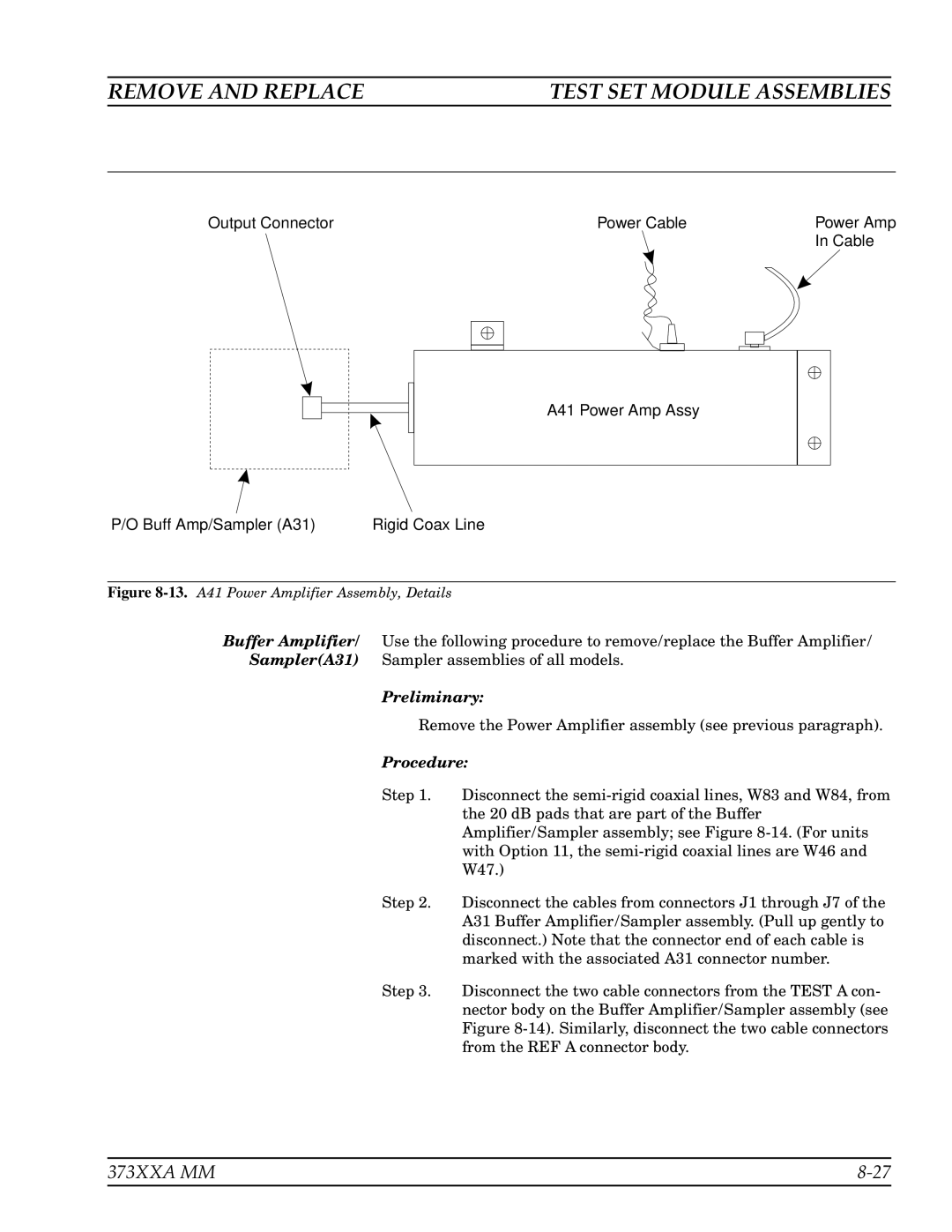 Anritsu 373XXA manual Remove the Power Amplifier assembly see previous paragraph 