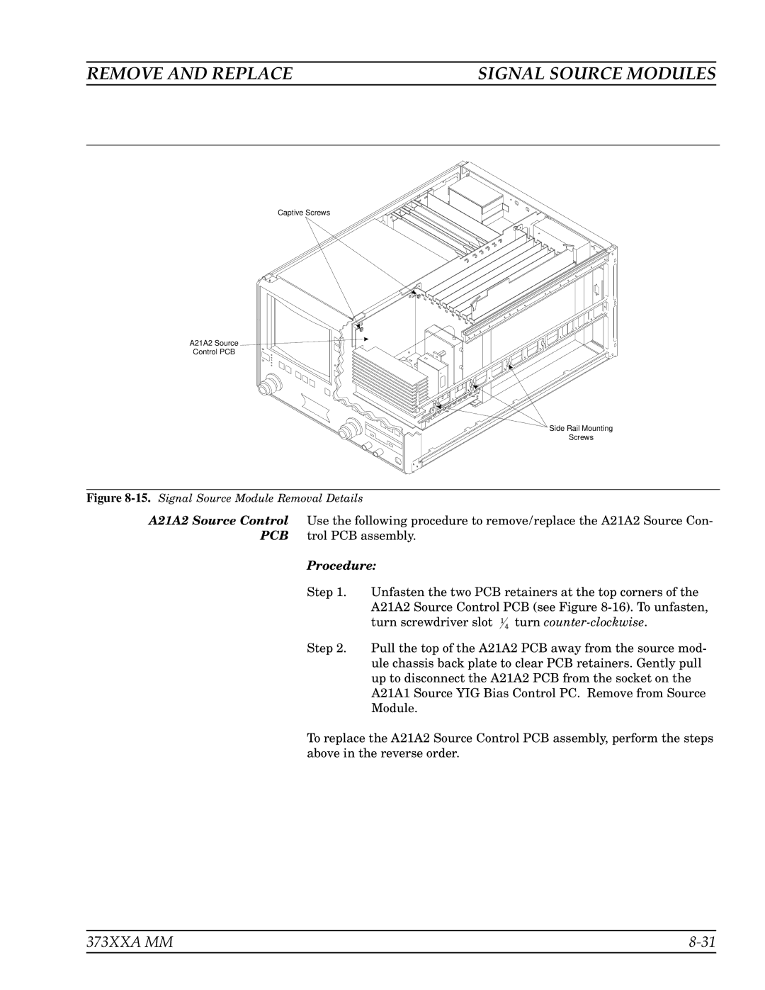 Anritsu 373XXA manual Signal Source Module Removal Details 